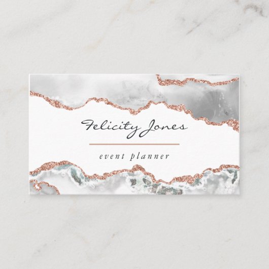 白とバラの金ゴールドエージェントの名刺 名刺 (正面)