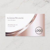 白とバラの金ゴールドグラムデコールと豪華なロゴ 名刺 (正面)