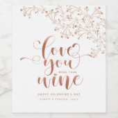 白とバラの金ゴールドバレンタインズデイワインラベル ワインラベル (シングルラベル)