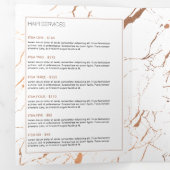 白とバラの金ゴールド大理石サロンパンフレット 三つ折りカード (内部最初)