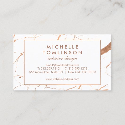 白とバラの金ゴールド大理石デザイナー 名刺 (裏面)