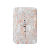 白とバラの金ゴールド大理石2、グリッター、スクリプト名 バスマット (正面縦)