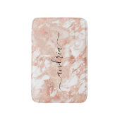 白とバラの金ゴールド大理石6、ブラックスクリプト名 バスマット (正面縦)