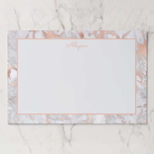 白とバラの金ゴールド大理石、スクリプト名 ペーパーパッド (正面)