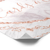 白とバラの金ゴールド瑪瑙カードとギフトテーブルサイン ポスター (角)