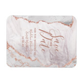 白とバラの金ゴールド瑪瑙フォイル日付の結婚保存 マグネット (横)