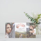 白とバラの金ゴールド結婚フローラの感謝 サンキューカード (スタンド正面)