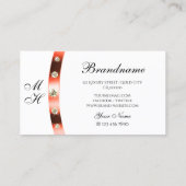 白とバラの金ゴールド縁どモノグラムRhinestones 名刺 (裏面)