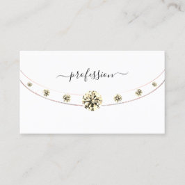 白とバラの金ゴールド縁どモノグラムRhinestones 名刺