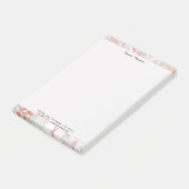 白とバラの金ゴールド縁ど大理石、黒い名前/情報 ポストイット (アングル)