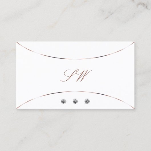 白とバラ金ゴールドデコールジュエリーとモノグラム 名刺 (正面)