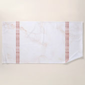 白とバラ金ゴールド大理石 ビーチタオル (正面)