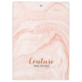 白とバラ-金ゴールドの渦巻き クリップボード (裏面)