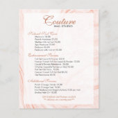 白とバラ-金ゴールド大理石スワーズのメニューリスト チラシ (正面)