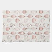 白とパステルピンク&ホワイトオーナメント キッチンタオル (横)