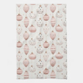 白とパステルピンク&ホワイトオーナメント キッチンタオル (縦)