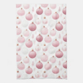 白とパステルピンク&ホワイトオーナメント キッチンタオル (縦)