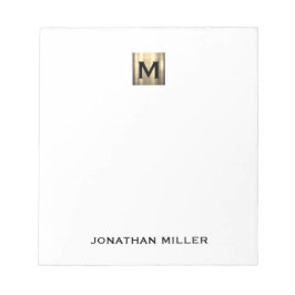 白とパーソナライズされた金ゴールドモノグラム ノートパッド