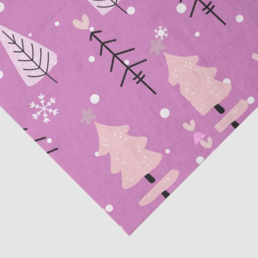 白とピンクのクリスマスツリーパープルクリスマス 薄葉紙 (詳細)