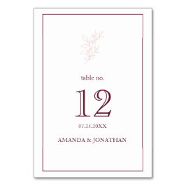 白とピンクのクリーンシンプルリーフ |モダン結婚s テーブルナンバー