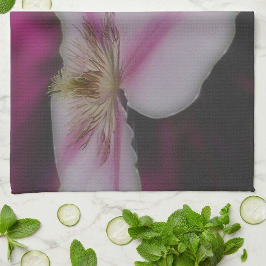 白とピンクのクレマチスの花 キッチンタオル (折り畳み)