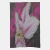 白とピンクのクレマチスの花 キッチンタオル (縦)