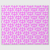 白とピンクのサッカーボールの格子模様 ラッピングペーパー (フラット)