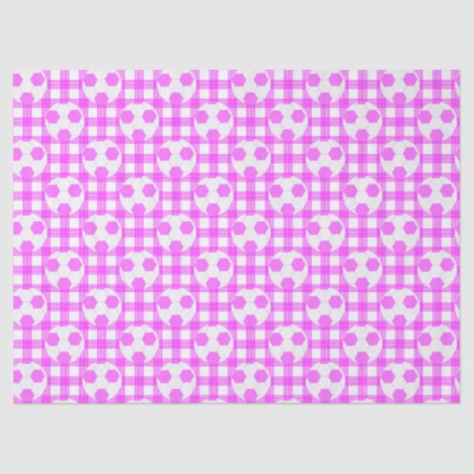 白とピンクのサッカーボールの格子模様 薄葉紙 (正面)