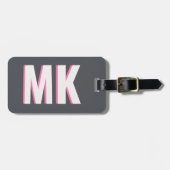 白とピンクのシャドーモノグラムの花嫁介添人 ラゲッジタグ (正面横)