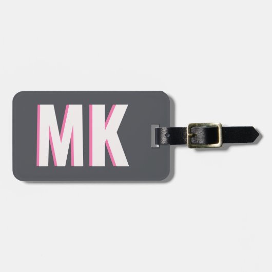 白とピンクのシャドーモノグラムの花嫁介添人 ラゲッジタグ