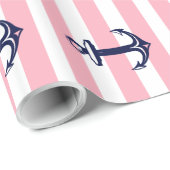 白とピンクのストライプいかり ラッピングペーパー (ロールコーナー)