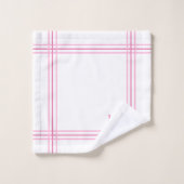 白とピンクのストライプのイニシャル バスタオルセット (ウォッシュタオル)