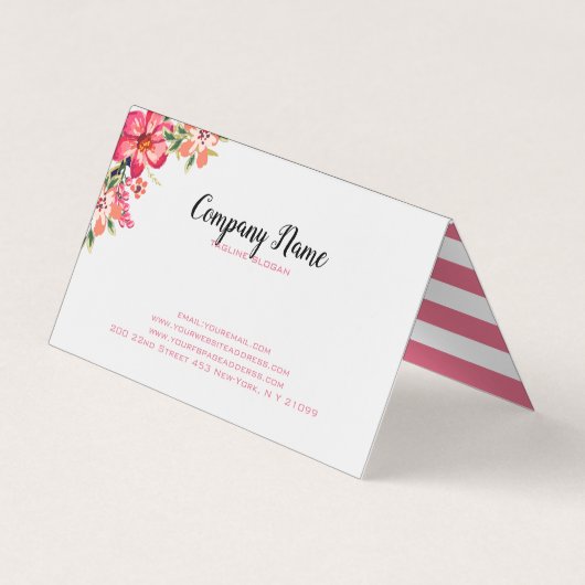 白とピンクのストライプ 名刺 (裏面)