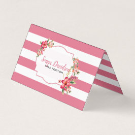 白とピンクのストライプ 名刺