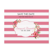 白とピンクのストライプ – 日付を保存