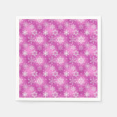 白とピンクのスノーフレーク・パターン スタンダードカクテルナプキン (正面)