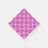白とピンクのスノーフレーク・パターン スタンダードカクテルナプキン (角)