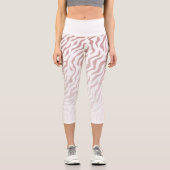 白とピンクのゼブラストライプ：スタイリッシュレギンス カプリレギンス (正面)