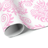 白とピンクのダマスク |折り返し紙 ラッピングペーパー (ロールコーナー)