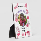 白とピンクのハロウィーンの誕生日パーティーへようこそ フォトプラーク (側面)