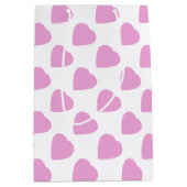 白とピンクのハート模様バレンタインデー ミディアムペーパーバッグ (正面)