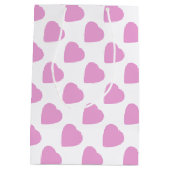 白とピンクのハート模様バレンタインデー ミディアムペーパーバッグ (裏面)