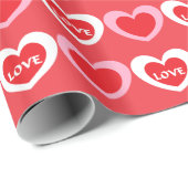 白とピンクのハート ラッピングペーパー (ロールコーナー)