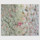 白とピンクのバラの花 ラッピングペーパー (フラット)