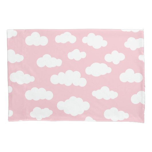 白とピンクのパステル雲の審美的 枕カバー (正面左)