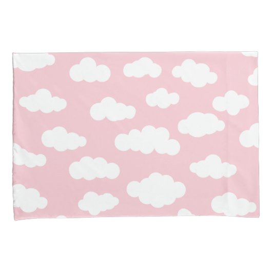 白とピンクのパステル雲の審美的 枕カバー (正面右)