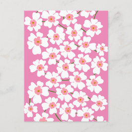 白とピンクのファンタジーフラワーパワー シーズンポストカード