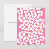 白とピンクのファンタジーフラワーパワー シーズンポストカード (正面/裏面)