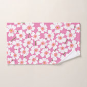 白とピンクのファンタジーフラワーパワー バスタオルセット (ハンドタオル)