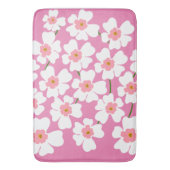 白とピンクのファンタジーフラワーパワー バスマット (正面縦)